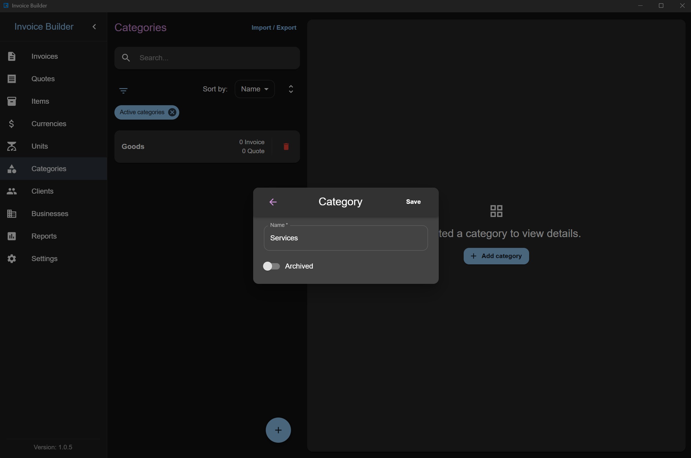 Categories creation