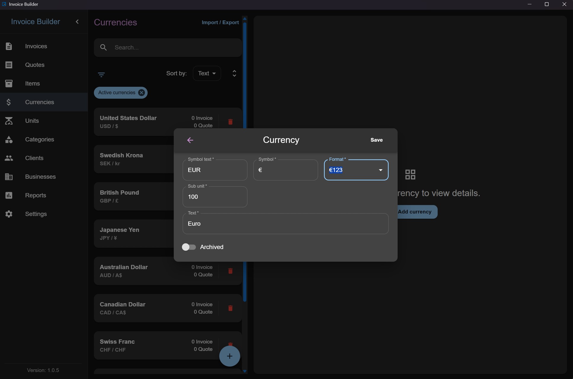 Currencies creation