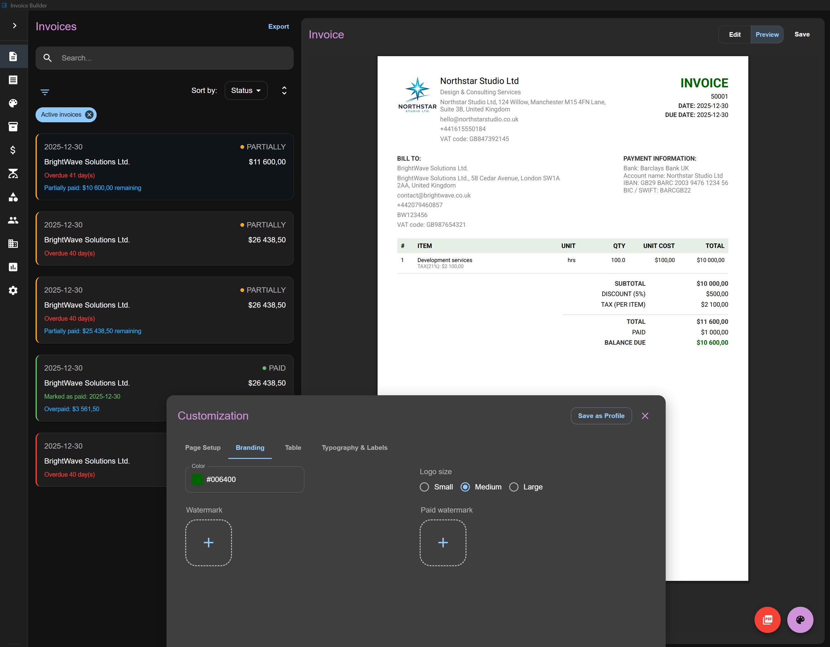Invoices customized option 2