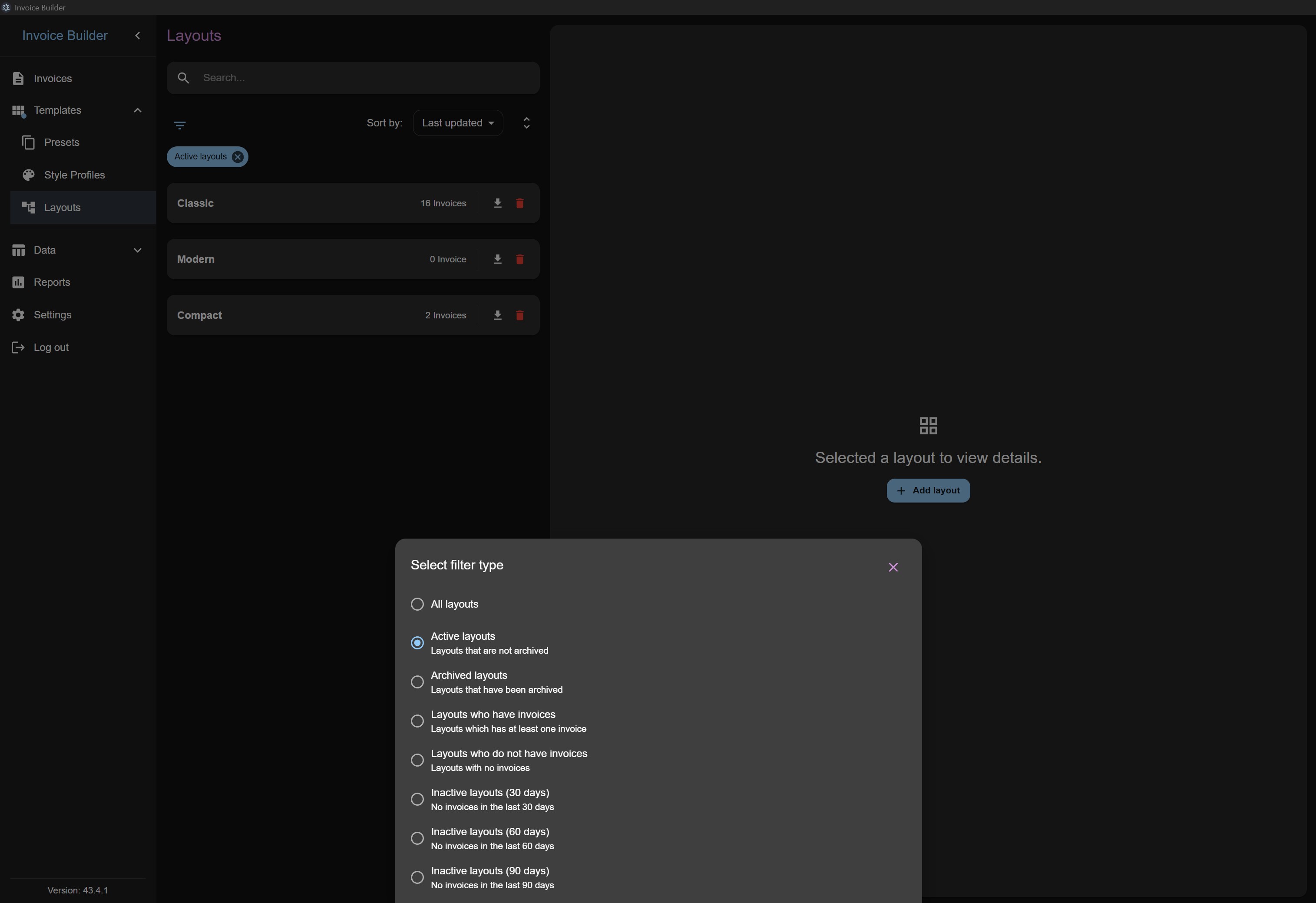 Layouts filters