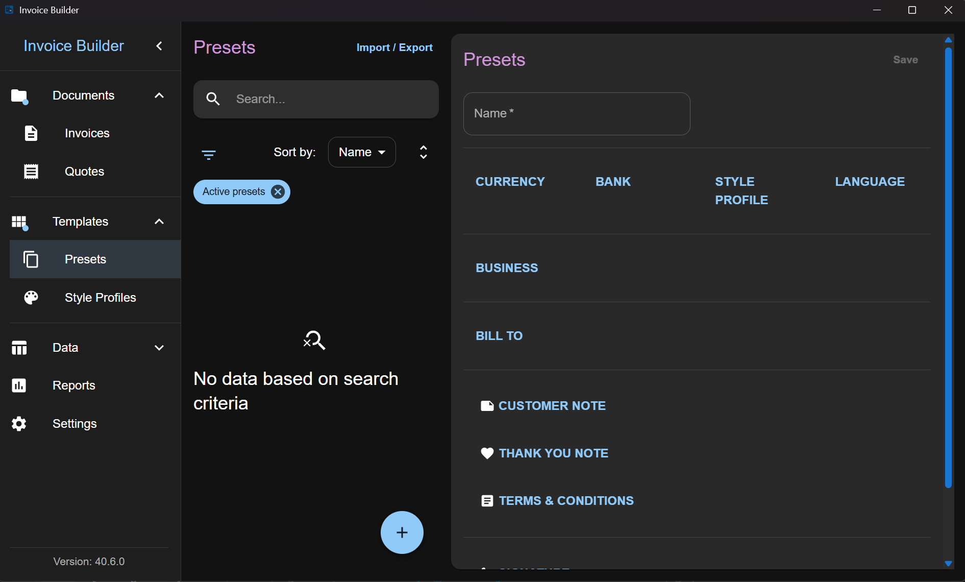 Presets creation
