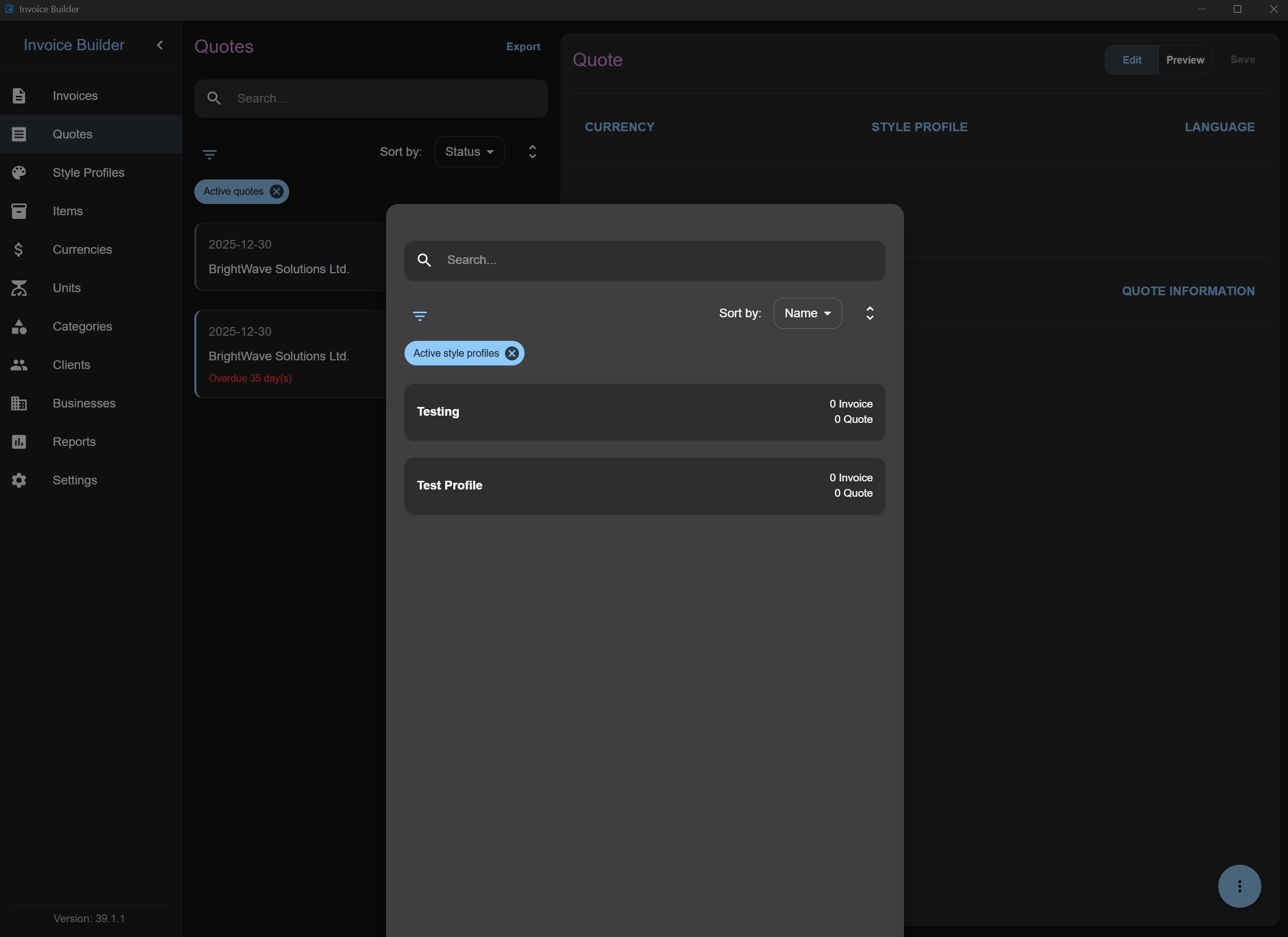 Quote style profile creation