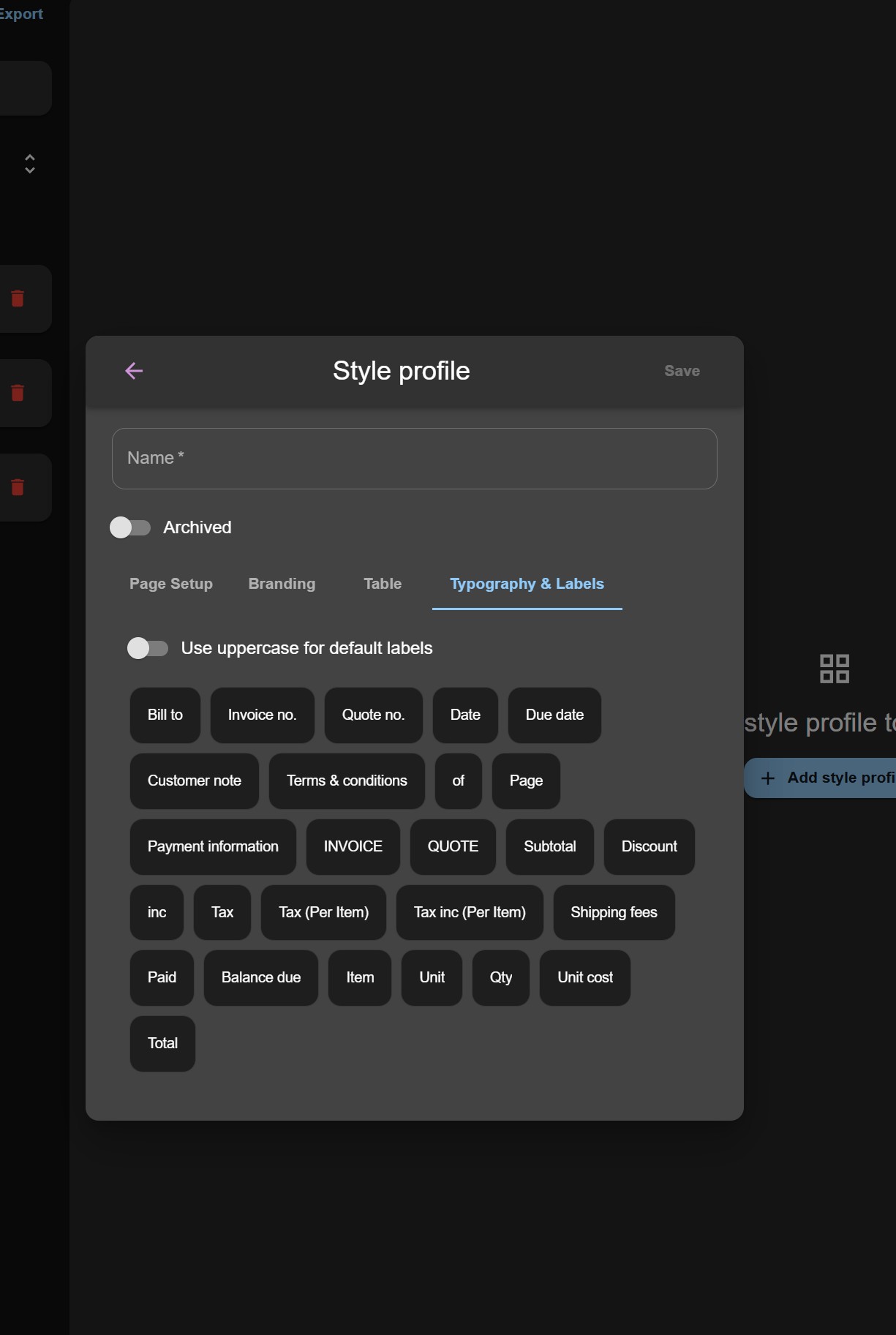 Style profile creation