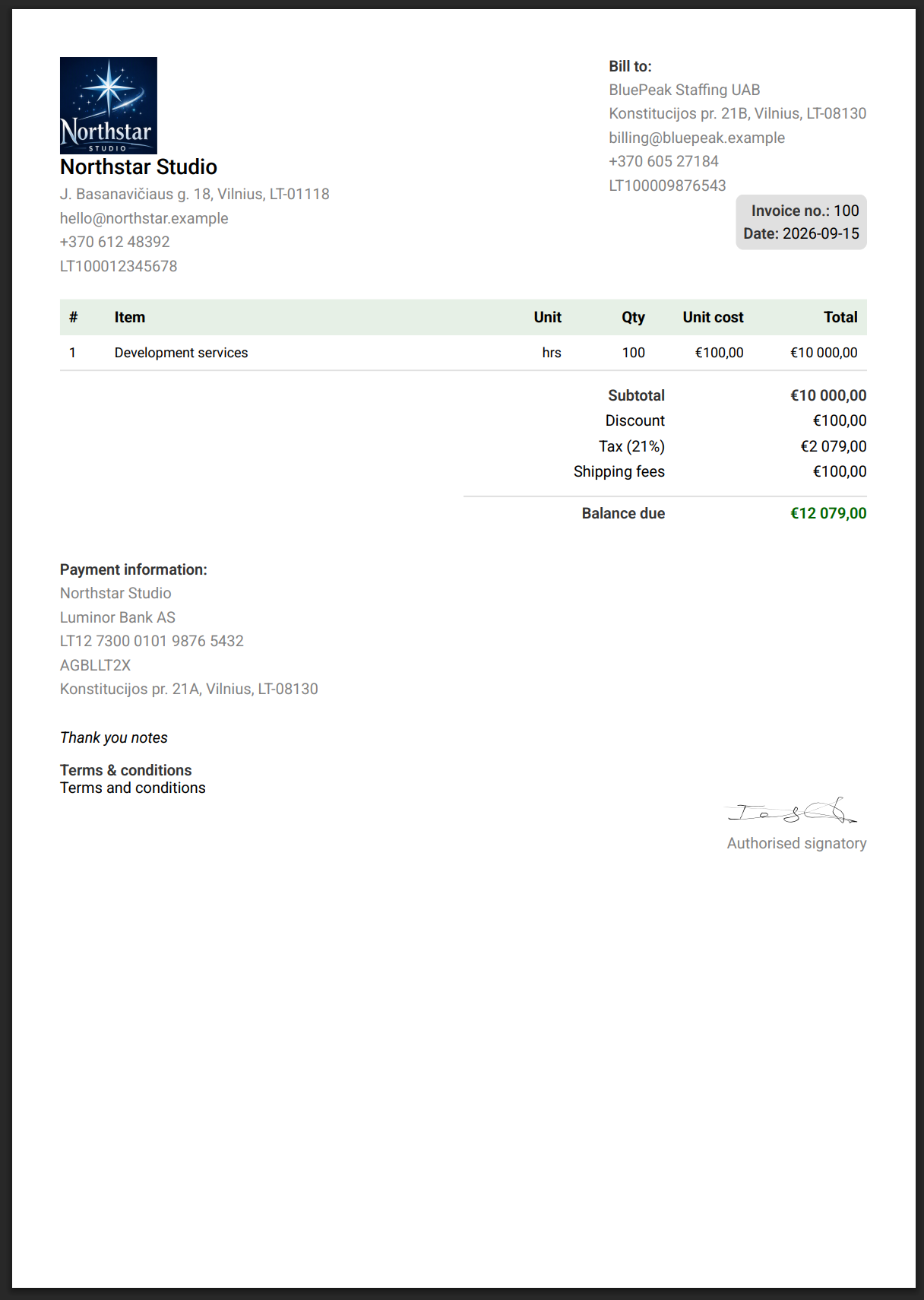 Compact invoice