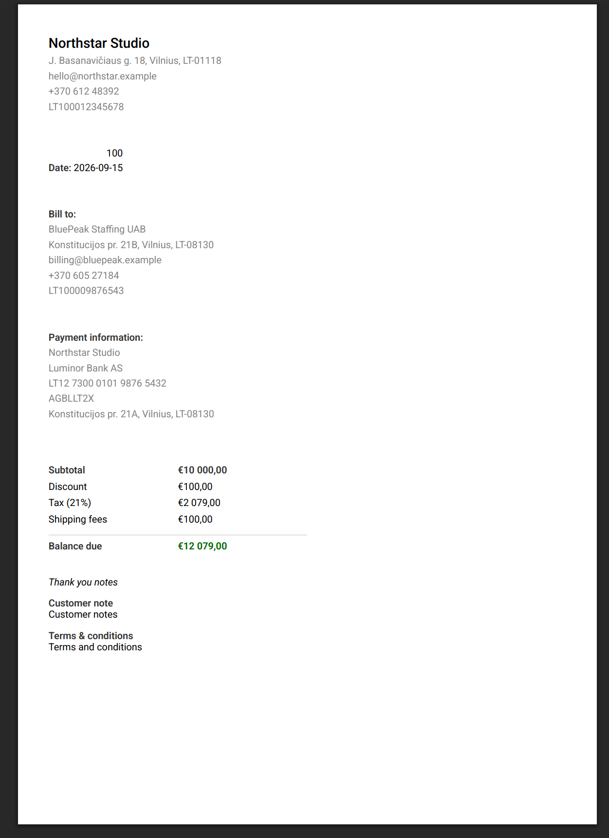 Receipt summary